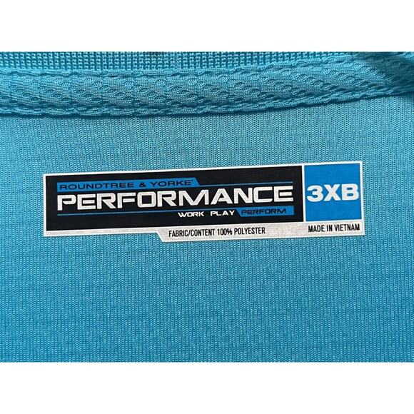 3XB Roundtree & Yorke Performance Golf Shirt Blue New - Picture 10 of 13